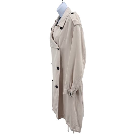 Allsaints Cream Lia Mac Trench Coat Duster Womens M Button Front Double Breasted - Picture 9 of 14